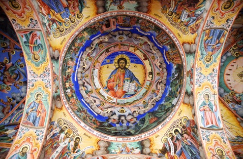 Photo of Fresco of Jesus in Rila monastery, Bulgaria.