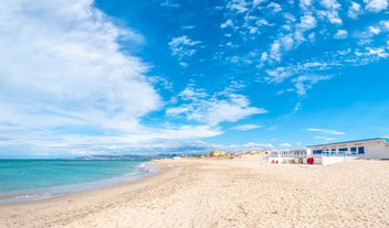 Photo of Litochoro and the majestic famous high Mount Olympus, Greece.