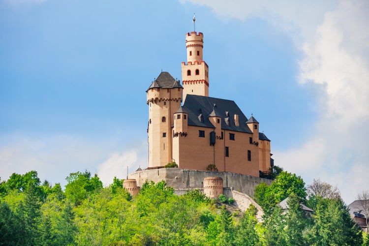 Photo of Marksburg castle from next hill in Braubach ,Germany.