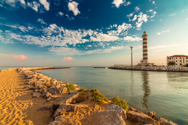 Lighthouse on the beach of Lido di Jesolo near Venice, Veneto region, Italy.