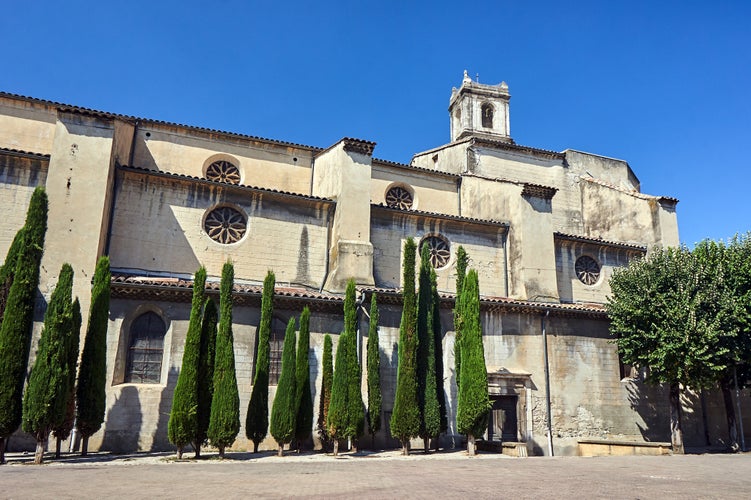 photo of view the building with the clock tower in Montelimar, France.