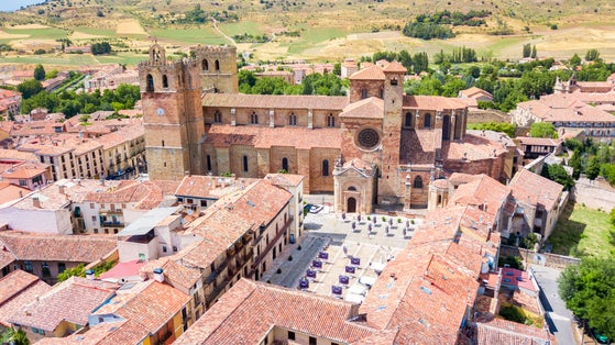 aerial view of siguenza medieval town in guadalajara, Spain