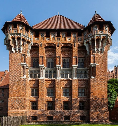 photo of view of Brick Gothic details of the castle, Malbork, Poland.