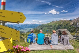 Photo of aerial view over Saalbach village in summer, Austria.