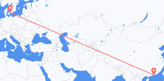 香港からデンマークへのフライト
