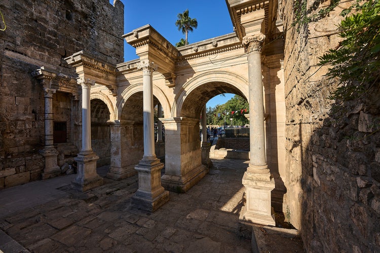 Photo of Hadrian's Gate (aka Triple Gate, Hadriyanüs Kapisi, Üçkapılar), Kaleiçi, Muratpaşa, Antalya, Turkey.