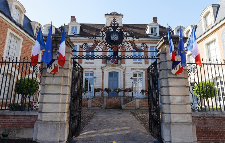 Photo of the historic town hall of Lisieux city, the commune in the Calvados department in the Normandy region in northwestern France.