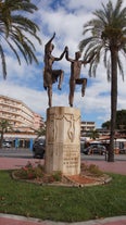 Photo of panoramic aerial view of beautiful Blanes in Costa Brava on a beautiful summer day, Spain.