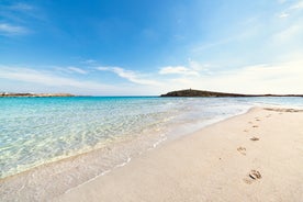 Photo of panoramic aerial view of Kalamis beach and bay in the city of Protaras, Cyprus.