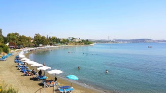 Photo of the seafront and the city of Limassol on a Sunny day, Cyprus.