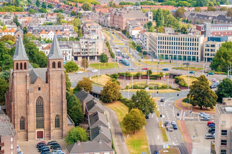 Aerial view of the Dutch city of Arnhem in the province of Gelderland