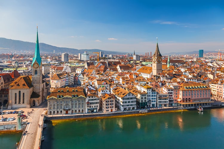 Photo of downtown of Zurich at sunny day, Switzerland.