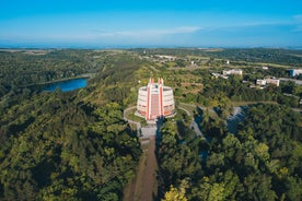 Photo of aerial view of the town of Berkovitsa, Bulgaria.