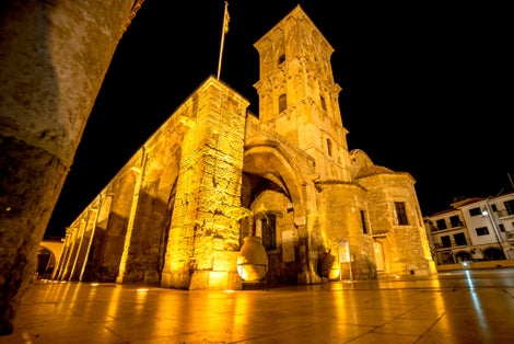 Photo of Church of Saint Lazarus at night. Larnaca, Cyprus.
