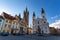 Photo of black Tower and Church of Virgin Mary's Immaculate Conception in Klatovy, Czechia.