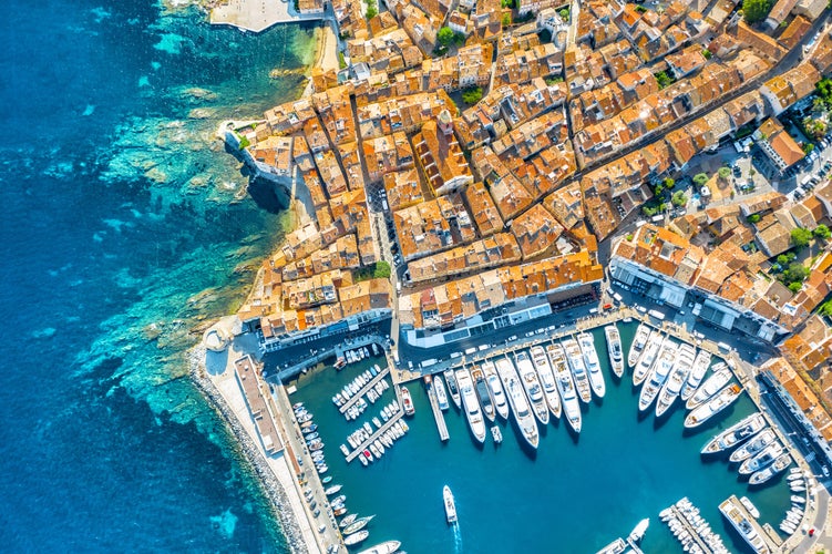 View of the city of Saint-Tropez, Provence, Cote d'Azur, a popular destination for travel in Europe.