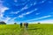 photo of Hill of Tara with blue sky, Ireland .