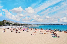 View of Mediterranean luxury resort and bay with yachts. Nice, Cote d'Azur, France. 