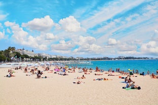 photo of harbor and town of Golfe-Juan Vallauris, commune of the Alpes-Maritimes department, which belongs in turn to the Provence-Alpes-Cote of Azur region of France.