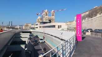 Saint Jean Castle and Cathedral de la Major and the Vieux port in Marseille, France.