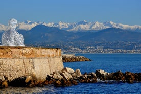 View of Mediterranean luxury resort and bay with yachts. Nice, Cote d'Azur, France. 