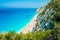 PHOTO OFEgremni beach, Lefkada island, Greece. Large and long beach with turquoise water on the island of Lefkada in Greece .