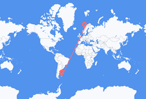 Vluchten van Mount Pleasant, Falklandeilanden naar Rørvik, Sør-Trøndelag, Noorwegen