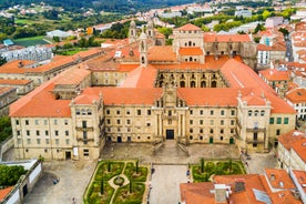 Photo of aerial view of Ponferrada with Templar castle, province of Leon, Spain.