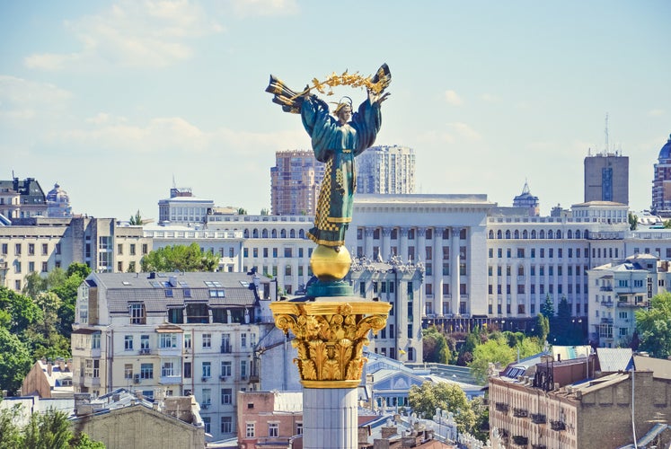 Photo of aerial view of the street Khreshchatyk and Independence Square in Kiev ,Ukraine.