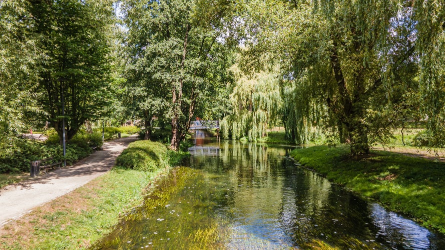 Łyna River in the Podzamcze Park in Olsztyn