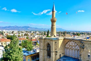 Photo of aerial view of Paphos with the Orthodox Cathedral of Agio Anargyroi, Cyprus.