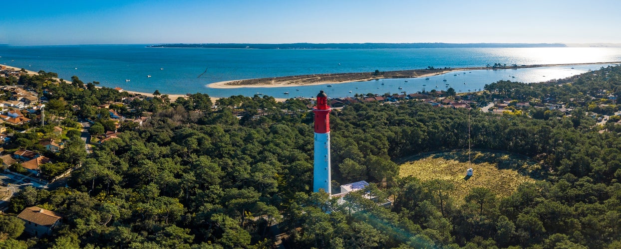 Lighthouse of Cap Ferret in Arcachon bay, Gironde, Aquitaine, France.