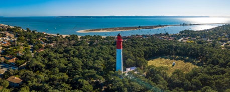 Photo of aerial view of Arcachon and Atlantic ocean, France.