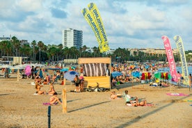 Photo of aerial view of beach and cityscape Salou, Spain.