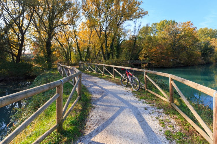 Cycle path for cycling tourism, immersed in nature, Treviso Province, Veneto Region, Italy