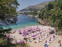 Photo of panoramic aerial view of the old town of Dubrovnik, Croatia seen from Bosanka viewpoint on the shores of the Adriatic Sea in the Mediterranean Sea.