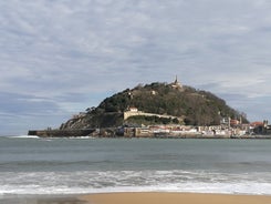 Photo of panoramic aerial view of San Sebastian (Donostia) on a beautiful summer day, Spain.