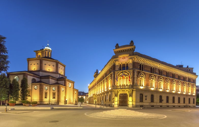 Photo of Basilica and Town Hall in Legnano, Milan, Italy.