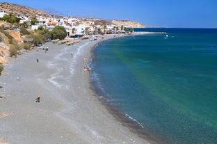 Photo of aerial view of the Kales Venetian fortress at the entrance to the harbor, Ierapetra, Crete, Greece.