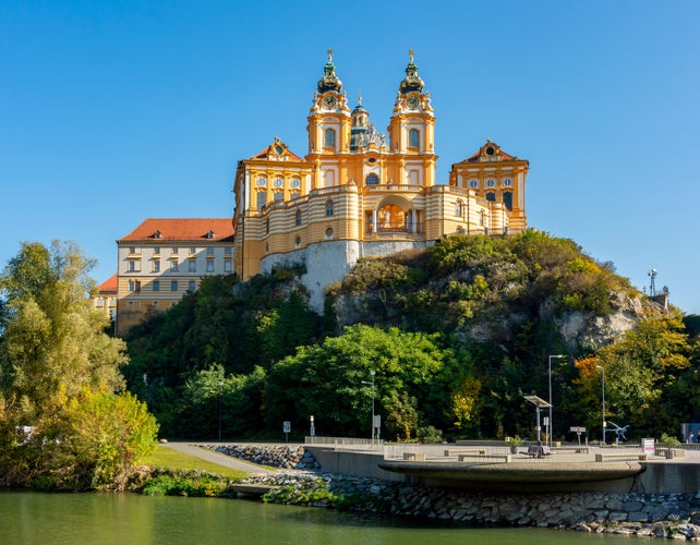 photo of view of Melk abbey in Wachau valley, Austria.