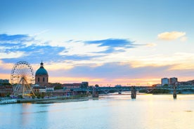 Photo of Toulouse and Garonne river aerial panoramic view, France.