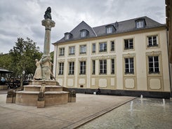 Luxembourg city, the capital of Grand Duchy of Luxembourg, view of the Old Town and Grund quarter on a sunny summer day.