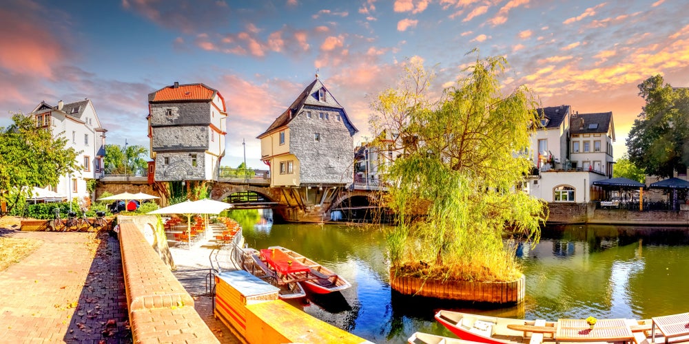 photo of view of Bridge Houses of Bad Kreuznach, Germany.