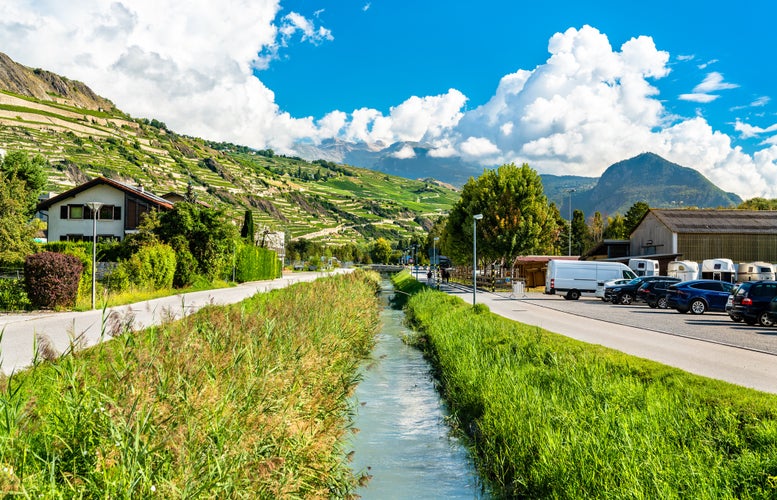 Photo of Alpine landscape in Sion - the canton of Valais, Switzerland.