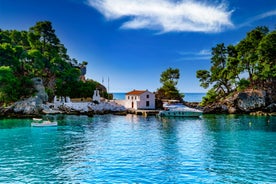 Photo of aerial view of the beautiful beach of Agios Nikitas in Lefkada island, Greece.