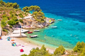 Photo of Rogoznica turquoise bay and Dragon Eye lake aerial view, Dalmatia region of Croatia.