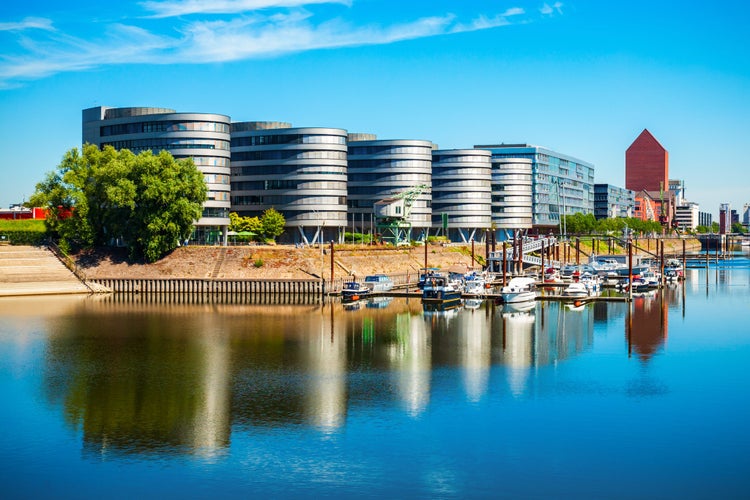 Photo of Photo of Innenhafen or inner harbor district in Duisburg city, Germany . 