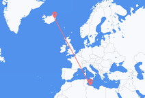 Vluchten van Tripoli, Libië naar Egilsstaðir, IJsland