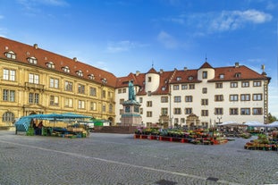 Photo of scenic summer view of the Old Town architecture with Elbe river embankment in Dresden, Saxony, Germany.