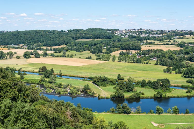 Photo of Stunning view of the Ruhr River and surrounding greenery from Blankenstein Castle in  Hattingen Germany.  